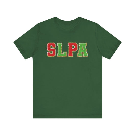 SLPA Red and Green Glitter (Printed) Patch Tee