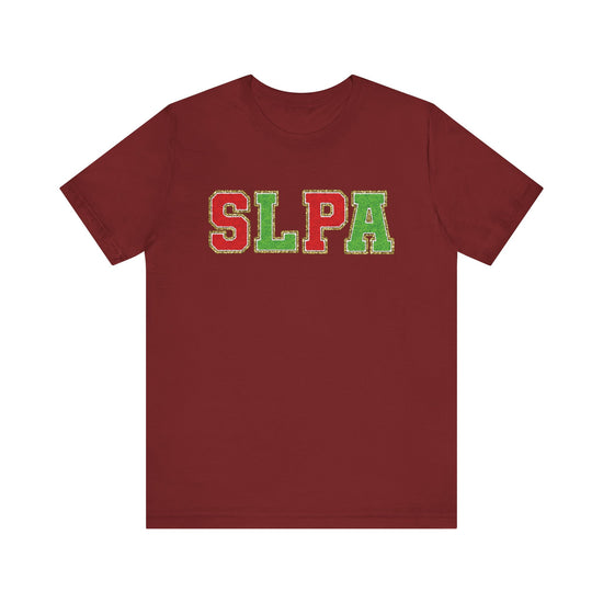 SLPA Red and Green Glitter (Printed) Patch Tee