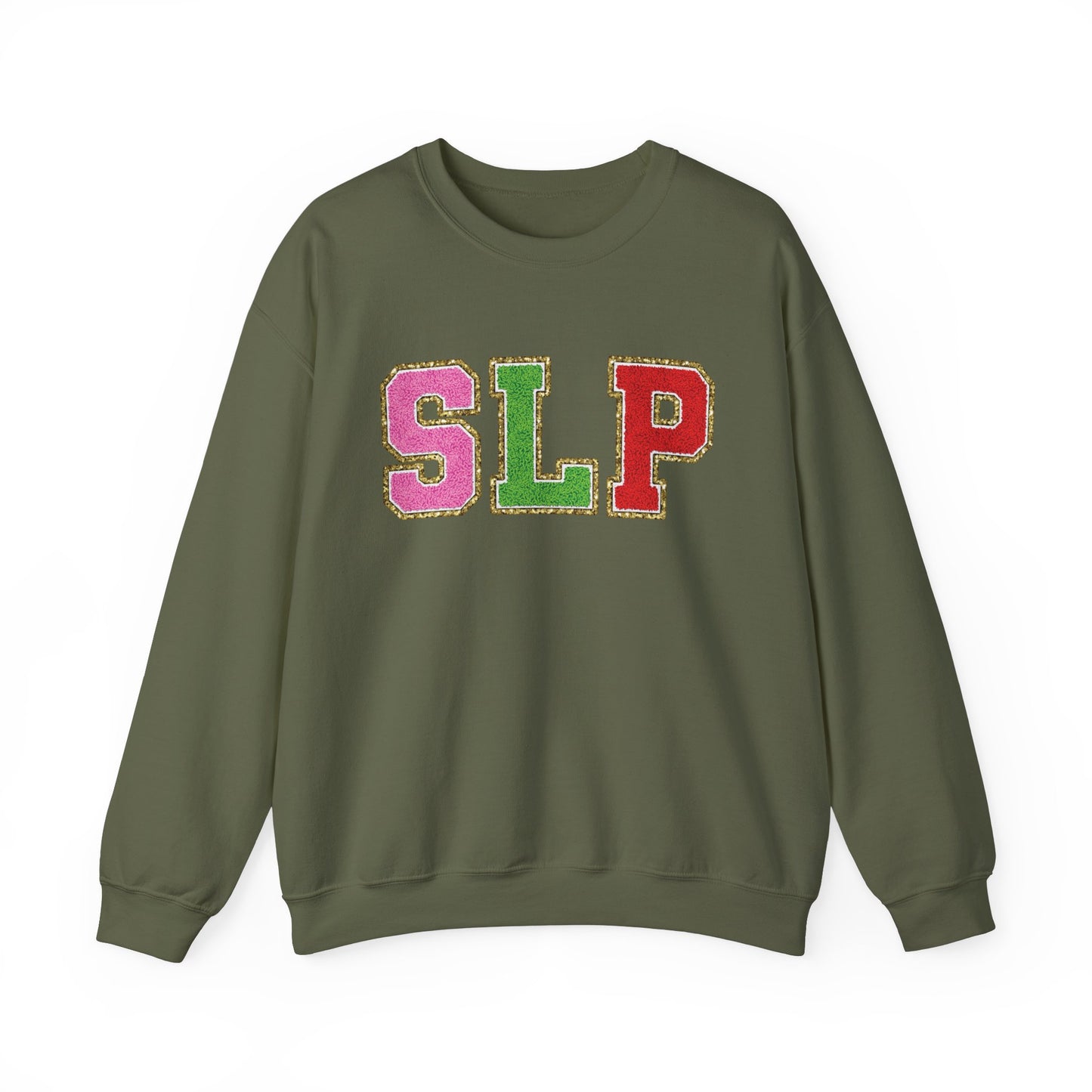 SLP Green, Pink and, Red Glitter (Printed) Patch Crewneck