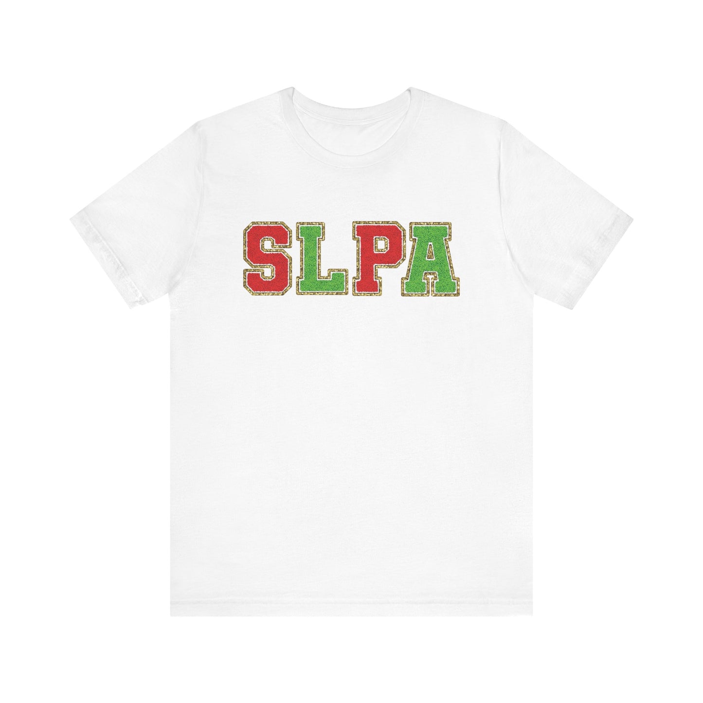 SLPA Red and Green Glitter (Printed) Patch Tee