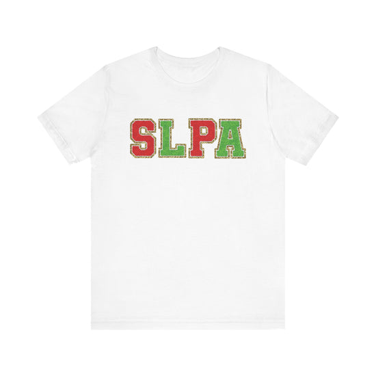 SLPA Red and Green Glitter (Printed) Patch Tee