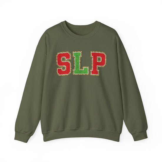 SLP Green and Red Glitter (Printed) Patch Crewneck