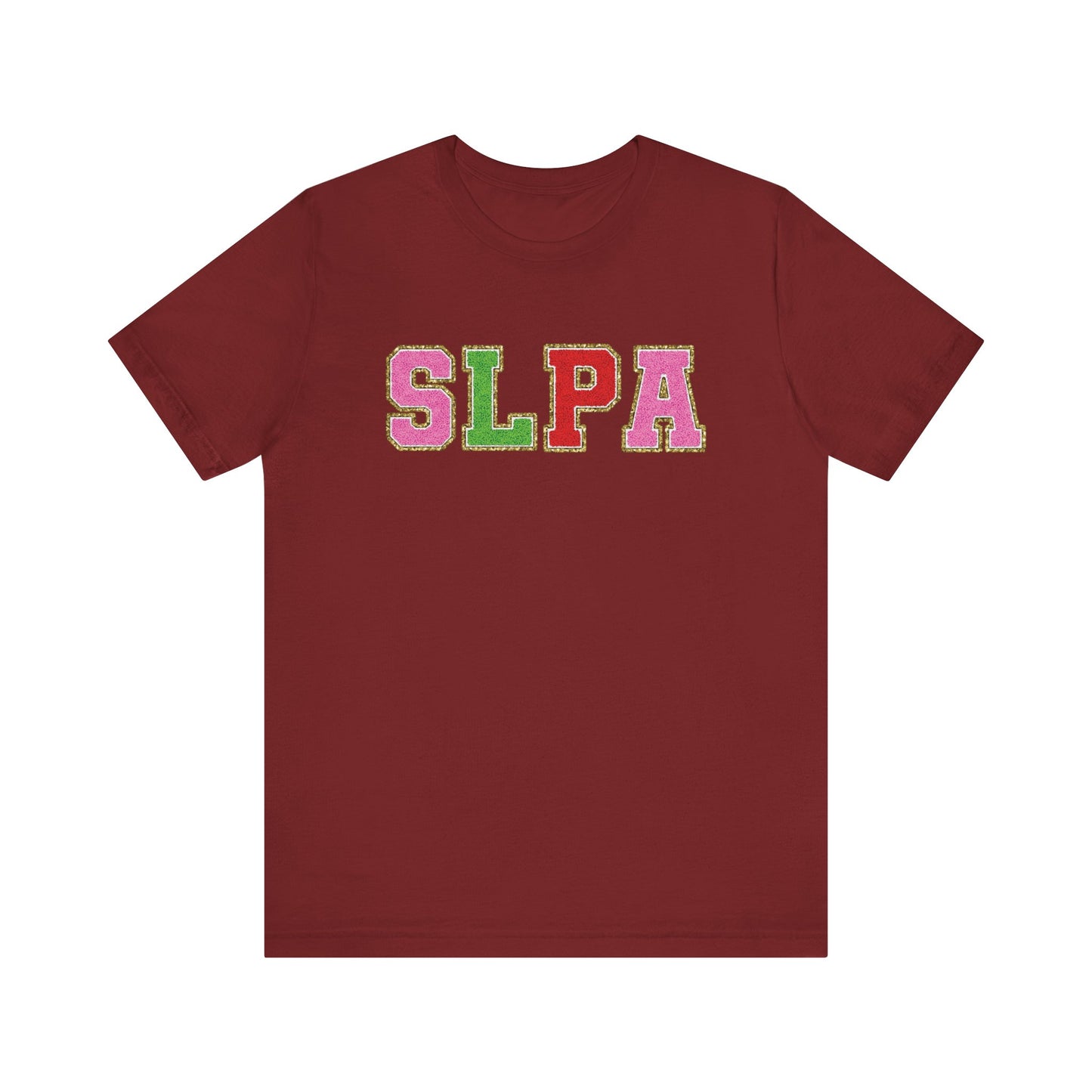 SLPA Green, Pink, and Red Glitter (Printed) Patch Tee