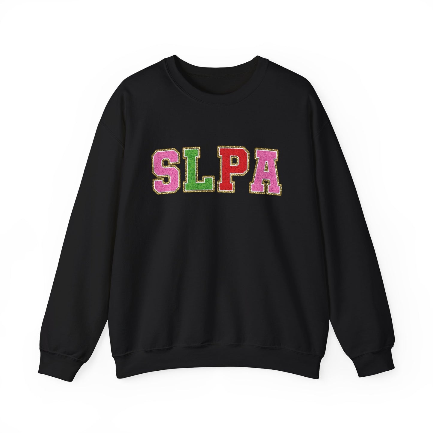 SLPA Green, Pink, and Red Glitter (Printed) Patch Crewneck