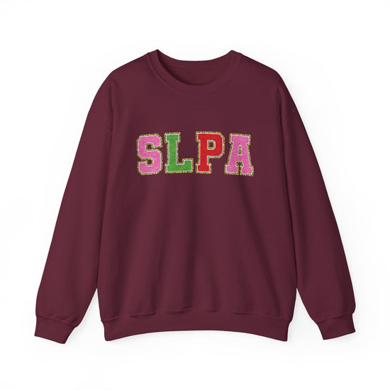 SLPA Green, Pink, and Red Glitter (Printed) Patch Crewneck