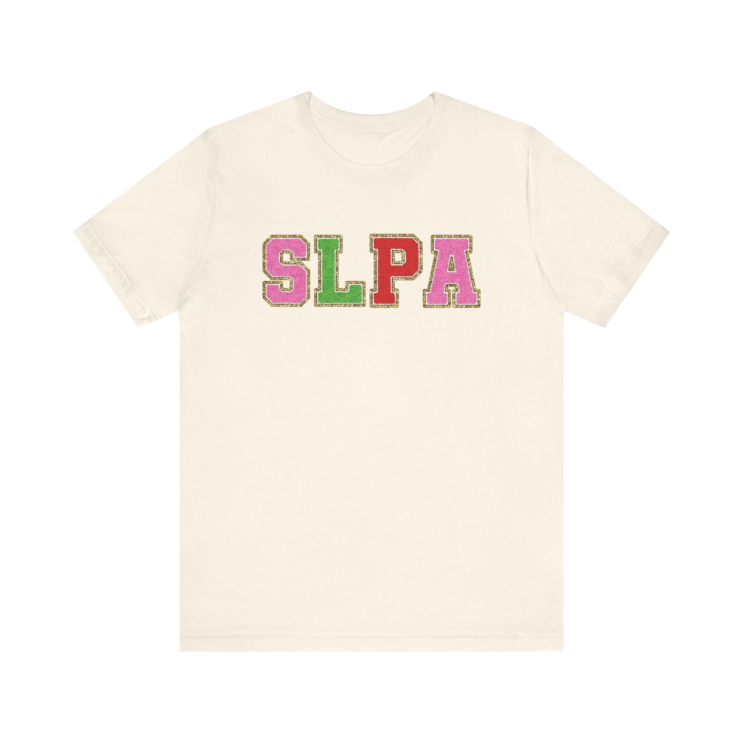 SLPA Green, Pink, and Red Glitter (Printed) Patch Tee