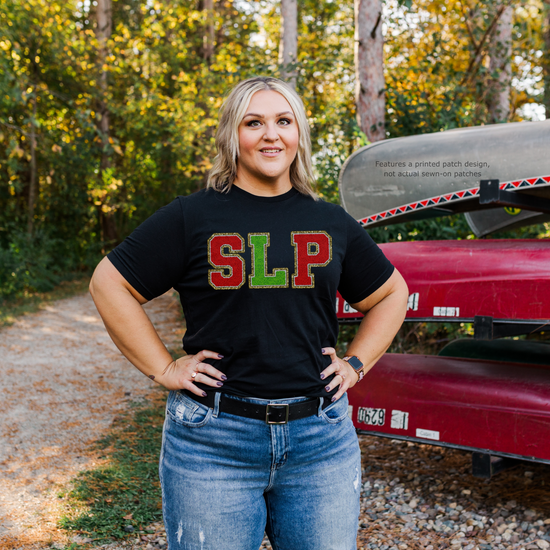 SLP Green and Red Glitter (Printed) Patch Tee