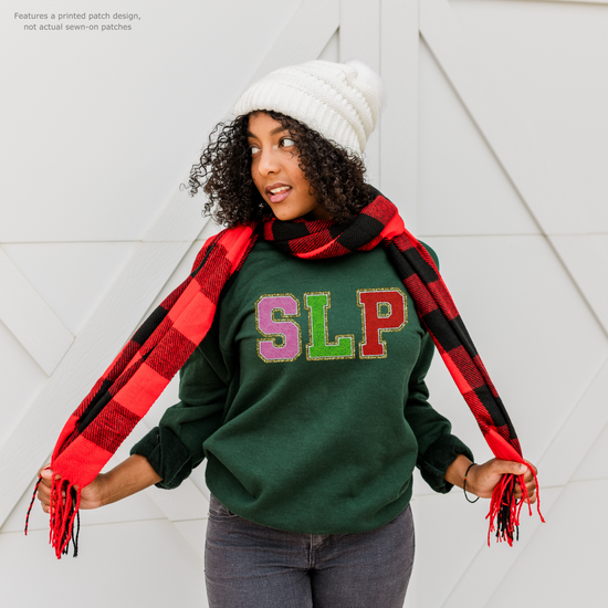 SLP Green, Pink and, Red Glitter (Printed) Patch Crewneck