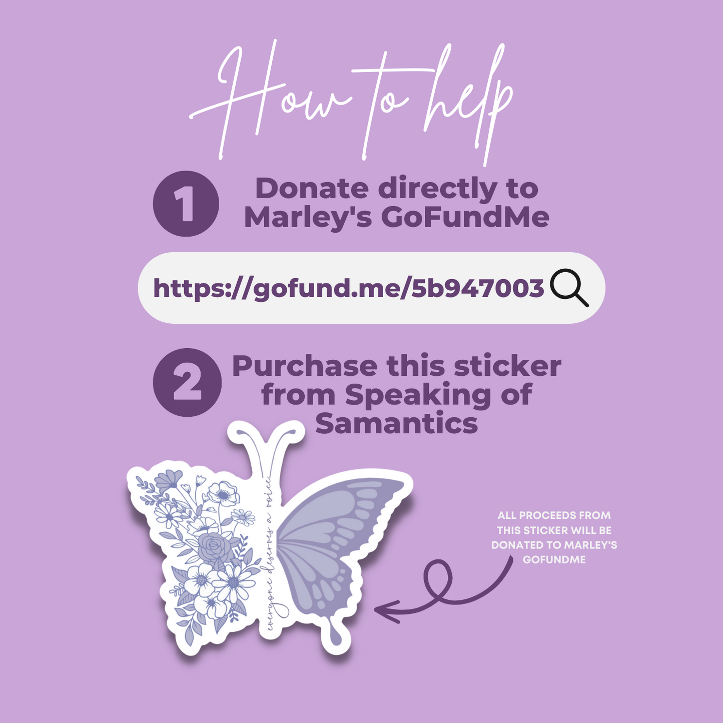 Load image into Gallery viewer, Everyone Deserves a Voice Butterfly Marley&amp;#39;s Fundraiser Sticker
