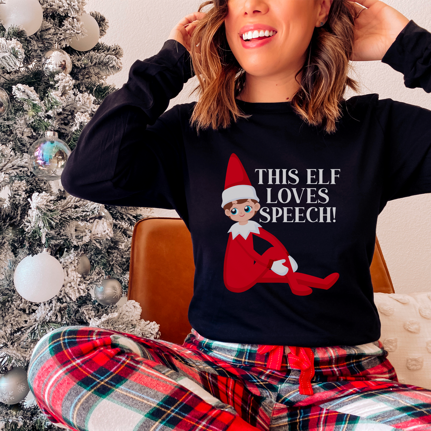 Load image into Gallery viewer, This Elf Loves Speech Long Sleeve Tee
