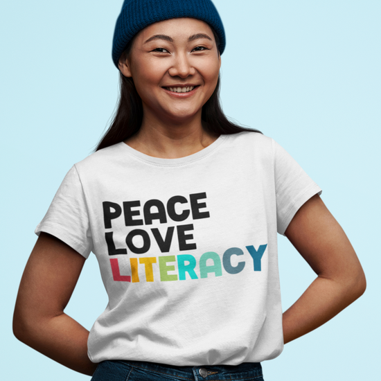 Load image into Gallery viewer, Peace Love Literacy Tee
